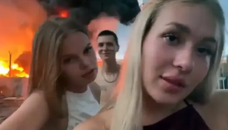 Alev topuna dönen rafinerinin önünde çektikleri video ülkeyi karıştırdı